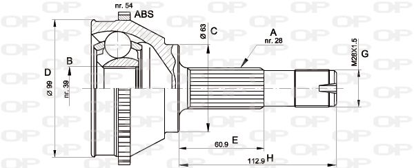 Jeu de joints, arbre de transmission