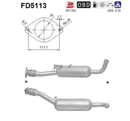 Filtr sadzy / filtr cząstek stałych, układ wydechowy AS FD5113