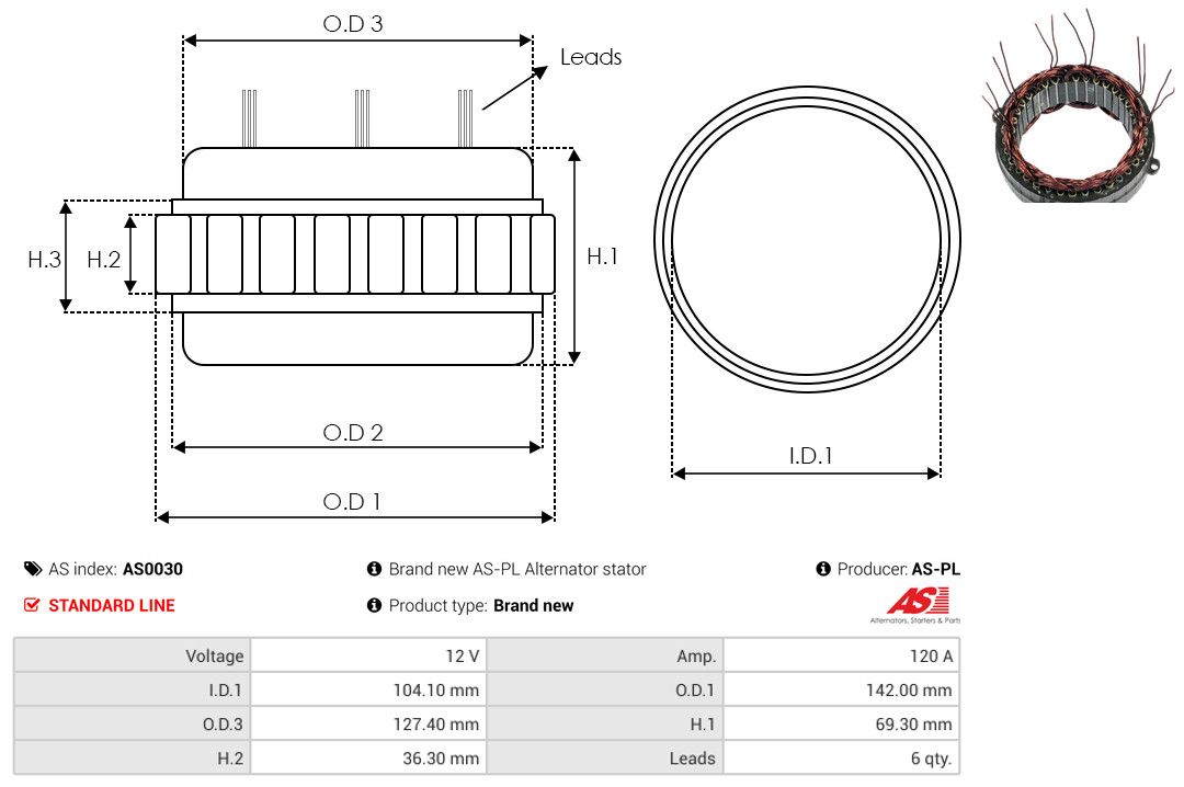 Levně Stator, generátor AS-PL AS0030