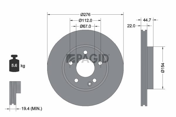 Tarcza hamulcowa PAGID 54319NC