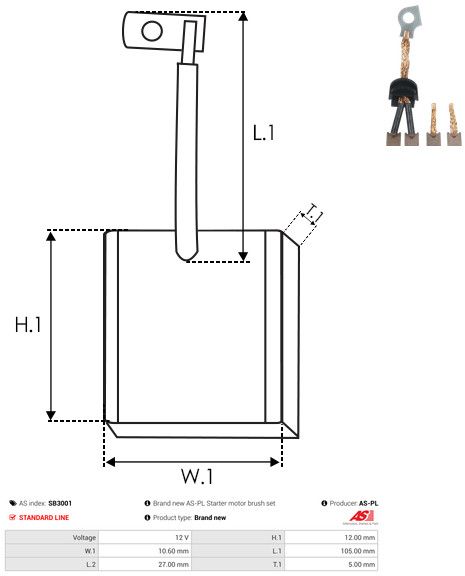 Levně Uhlíkový kartáč, startér AS-PL SB3001