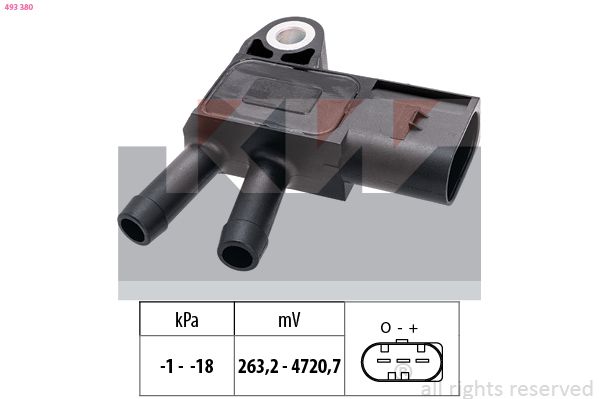 Czujnik, ciśnienie spalin KW 493 380