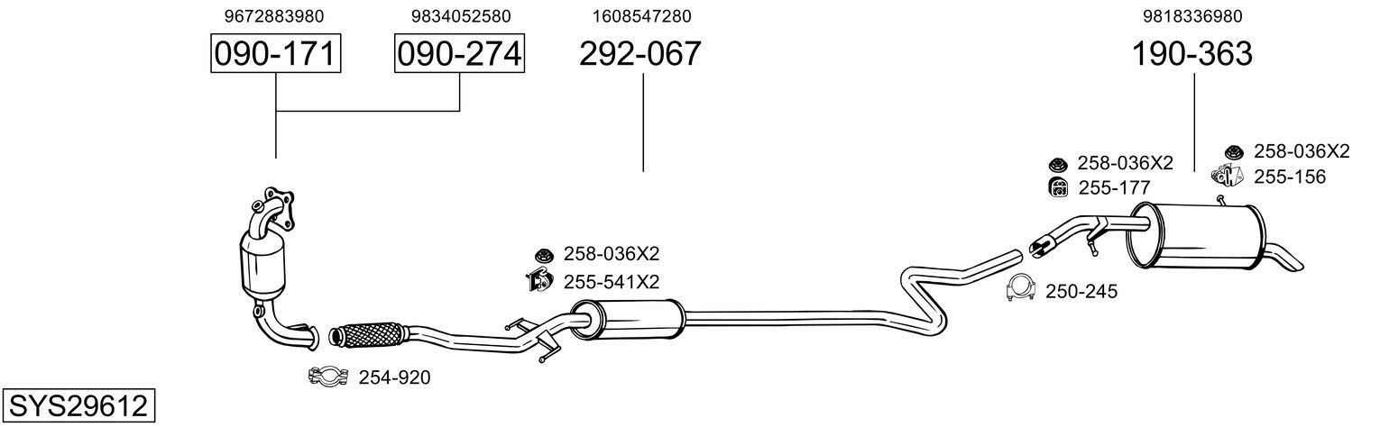 Układ wydechowy BOSAL SYS29612