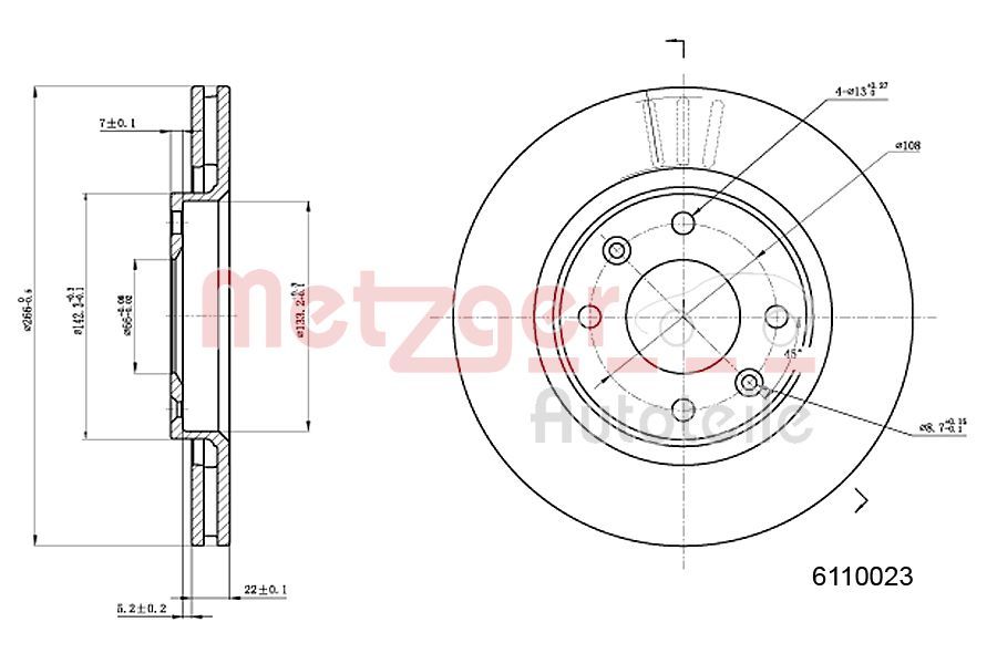 Tarcza hamulcowa METZGER AUTOTEILE 6110023