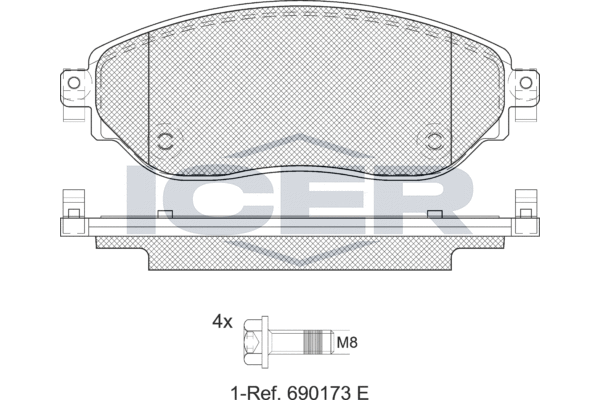 Zestaw klocków hamulcowych, hamulce tarczowe ICER LM2219