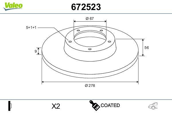 Disc frana VALEO COATED 672523