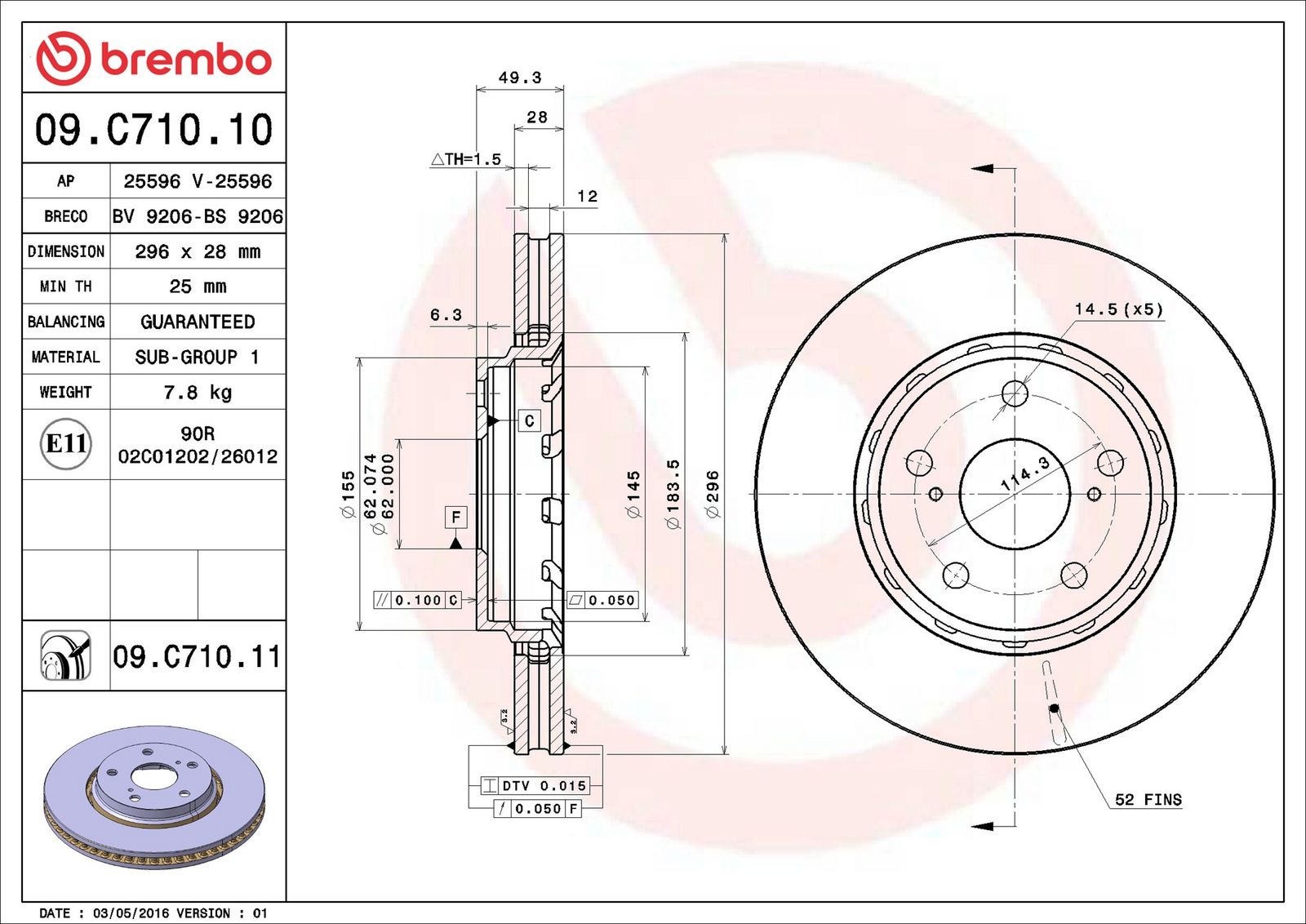 Levně Brzdový kotouč BREMBO 09.C710.11