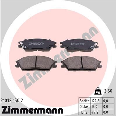 Sada brzdových platničiek kotúčovej brzdy ZIMMERMANN 21012.150.2