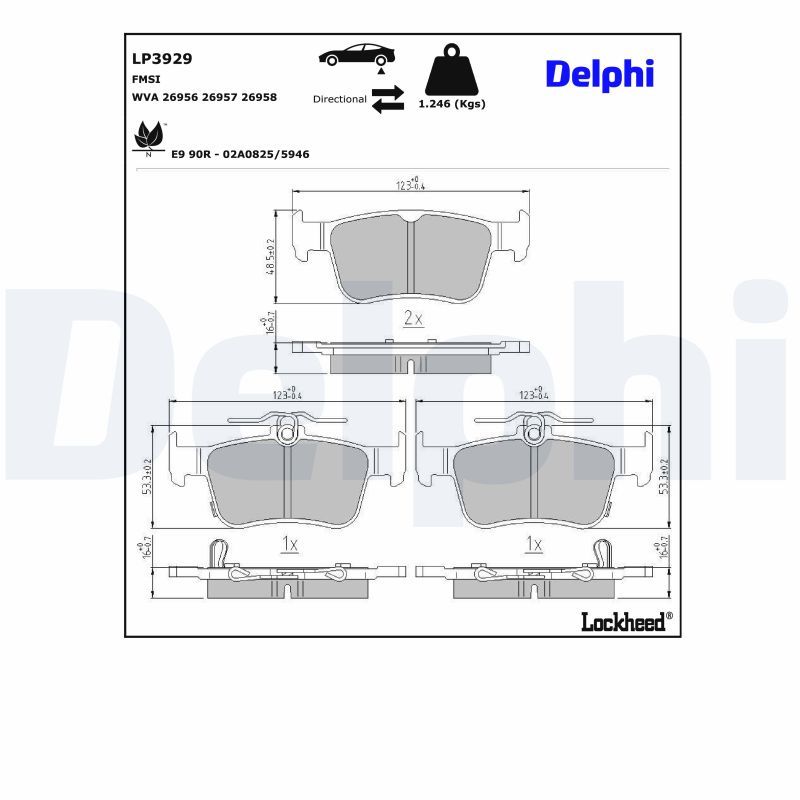 set placute frana,frana disc DELPHI LP3929
