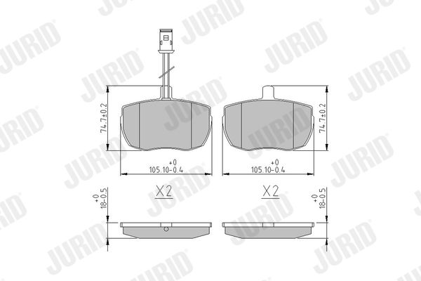 Zestaw klocków hamulcowych, hamulce tarczowe JURID 571444J