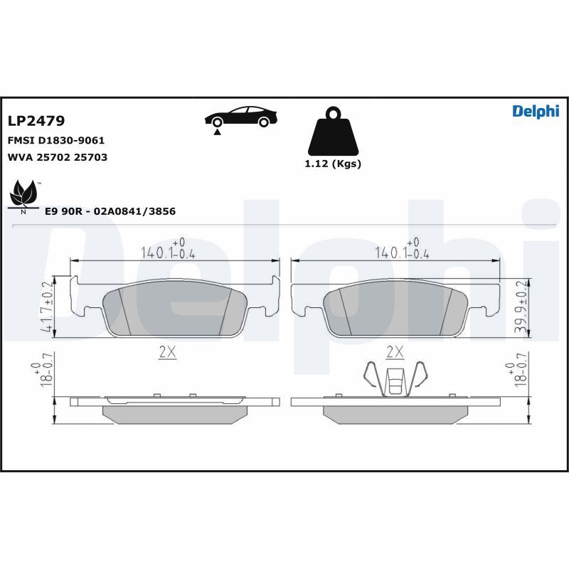 Sada brzdových platničiek kotúčovej brzdy DELPHI LP2479