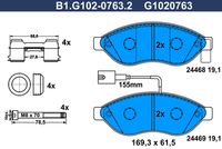 Комплект спирачно феродо, дискови спирачки B1.G102-0763.2 GALFER