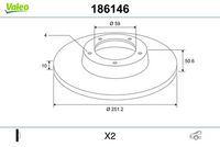 Disc frana VALEO, Cod: 186146