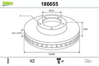 Disc frana VALEO, Cod: 186655