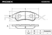Комплект спирачно феродо, дискови спирачки 402B0192 RIDEX