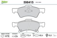 Комплект спирачно феродо, дискови спирачки 598415 VALEO