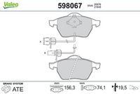 Set placute frana,frana disc VALEO, Cod: 598067