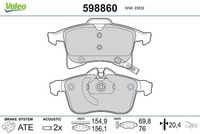 Set placute frana,frana disc VALEO, Cod: 598860