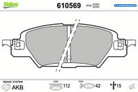 Set placute frana,frana disc VALEO, Cod: 610569