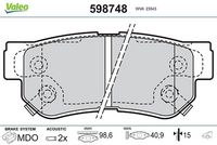 Set placute frana,frana disc VALEO, Cod: 598748