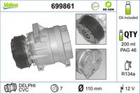 Compresor clima aer conditionat VALEO, Cod: 699861