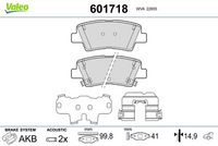 Комплект спирачно феродо, дискови спирачки 601718 VALEO