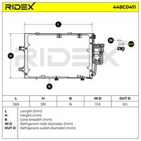 Кондензатор, климатизация 448C0411 RIDEX