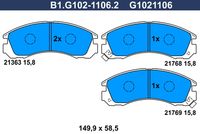 Комплект спирачно феродо, дискови спирачки B1.G102-1106.2 GALFER