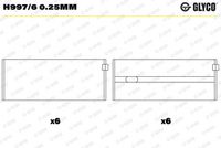 Kloķvārpstas gultņa ieliktnis H997/6 0.25mm