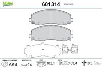 Комплект спирачно феродо, дискови спирачки 601314 VALEO