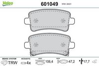 Комплект спирачно феродо, дискови спирачки 601049 VALEO
