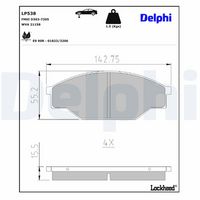 Комплект спирачно феродо, дискови спирачки LP538 DELPHI