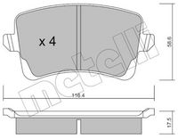 Комплект спирачно феродо, дискови спирачки 22-0776-0 METELLI