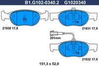 Комплект спирачно феродо, дискови спирачки B1.G102-0340.2 GALFER