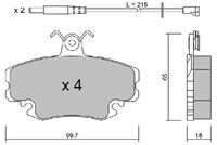 комплект спирачно феродо, дискови спирачки