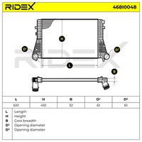 Интеркулер (охладител за въздуха на турбината) 468I0048 RIDEX