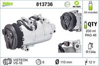 Compresor clima / aer conditionat VALEO, Cod: 813736