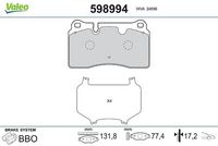 Set placute frana,frana disc VALEO, Cod: 598994