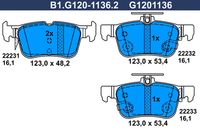 Комплект спирачно феродо, дискови спирачки B1.G120-1136.2 GALFER