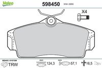 Set placute frana,frana disc VALEO, Cod: 598450