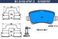 Комплект спирачно феродо, дискови спирачки B1.G102-0787.2 GALFER
