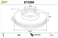 Disc frana VALEO, Cod: 673598