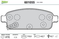 Set placute frana,frana disc VALEO, Cod: 601055