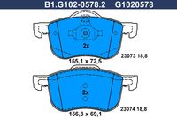 Комплект спирачно феродо, дискови спирачки B1.G102-0578.2 GALFER