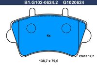 Комплект спирачно феродо, дискови спирачки B1.G102-0624.2 GALFER