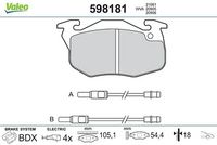 Комплект спирачно феродо, дискови спирачки 598181 VALEO