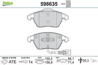 Комплект спирачно феродо, дискови спирачки 598635 VALEO