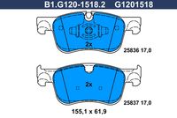 Комплект спирачно феродо, дискови спирачки B1.G120-1518.2 GALFER