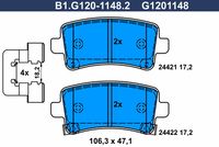 Комплект спирачно феродо, дискови спирачки B1.G120-1148.2 GALFER