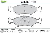 Комплект спирачно феродо, дискови спирачки 598989 VALEO